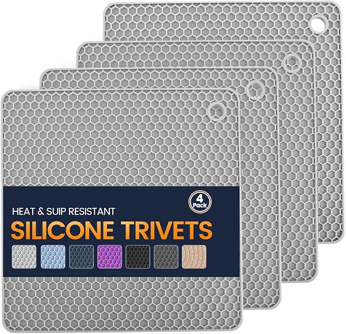 Silicone Trivet Mats 4 Heat Resistant Pot Holders Multipurpose Non-Slip Hot Pads by Unknown