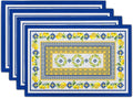 Lemon Summer Table Placemats for Dining 12 x 18 Inch Set of 4，Blue Yellow Boho Heat-Resistant Washable Table Non-Slip Rectangle Place Mat for Seasonal Party Kitchen Dining Table Decor