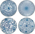Foraineam Set of 4 Blue and White Porcelain Serving Plates Floral Dinner by Foraineam