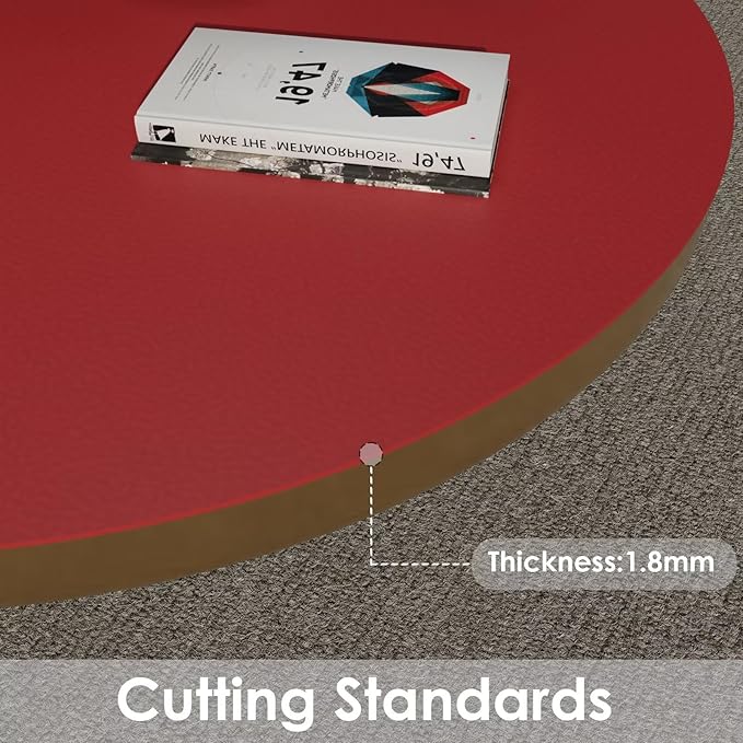 Round Table Pad,1.8mm Thick,Dia.48 Inch,Round Leather Table Cover,Round Table Protector,Round Dining Table Protector,Round Table Top Protector.(Dia.48,Black+Wine Red)