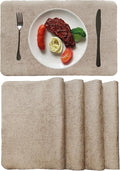Placemats Set of 4, 6 for Dining Table, Fake Pu Table Cloth Set, Washable Textile Mats 12"x18" Brown