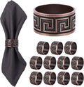 Bronze Napkin Rings Set of 12, Premium Meander Napkin Rings Bulk, Greek Key by MagicRealForBetterLife