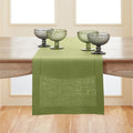 Solino Home 100% Pure Linen Table Runner Moss Green Hemstitch, 14 x 90 in | by SolinoHome