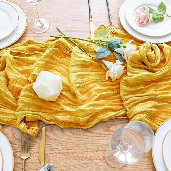 Cheesecloth Table Runner Gold 10FT Boho Gauze Runner, 12 Pack | 120 Inch Cheese - Image 5