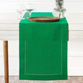 D'Moksha Homes Linen Kelly Green Table Runner 132 Inches Long - 100% Pure Linen Extra Long Table Runner 14 x 132 Inch for St Patricks Day, Easter - Classic Hemstitch