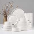 HaWare Dinnerware Sets, 24-Piece Plates and Bowls Set, Speckled White | by HaWare