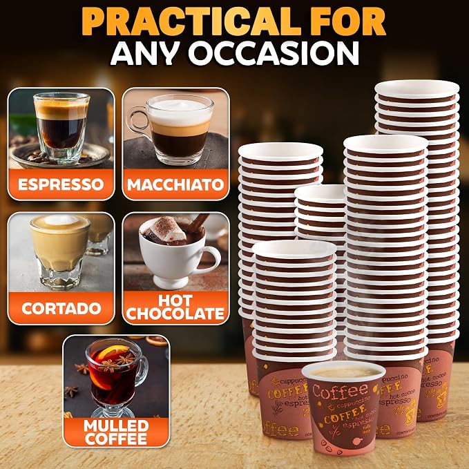 Reluen 200 Pack 3 Oz Disposable Espresso Cups, Paper - Image 4