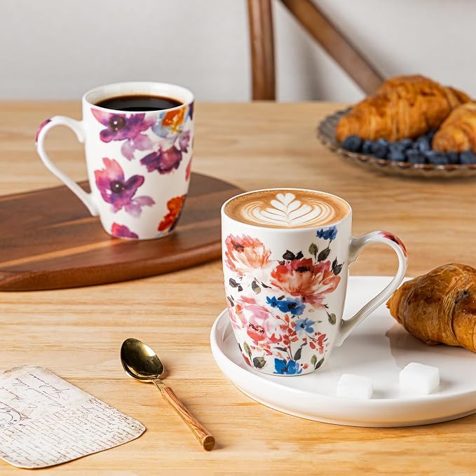 GBhome Floral Coffee Mugs Set of 6, 12 oz Ceramic Coffee Cups Set | Classic - Image 4