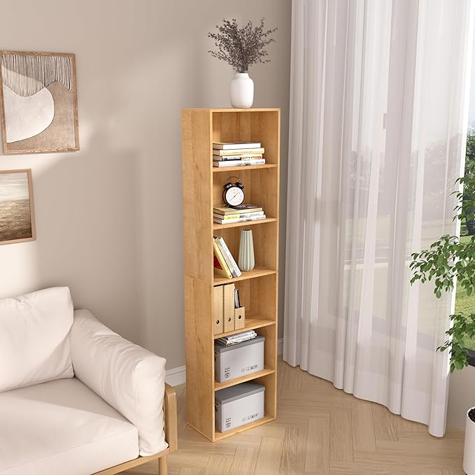 Wooden 6 Cube Storage Organizer, Classic Oak 6 Cube Storage Shelf, 6 Tier Closet Organizers Storage Cubes Display Cubby, Versatile Cubes Open Bookshelf and Cubby Organizer for Any Space 15.7inch