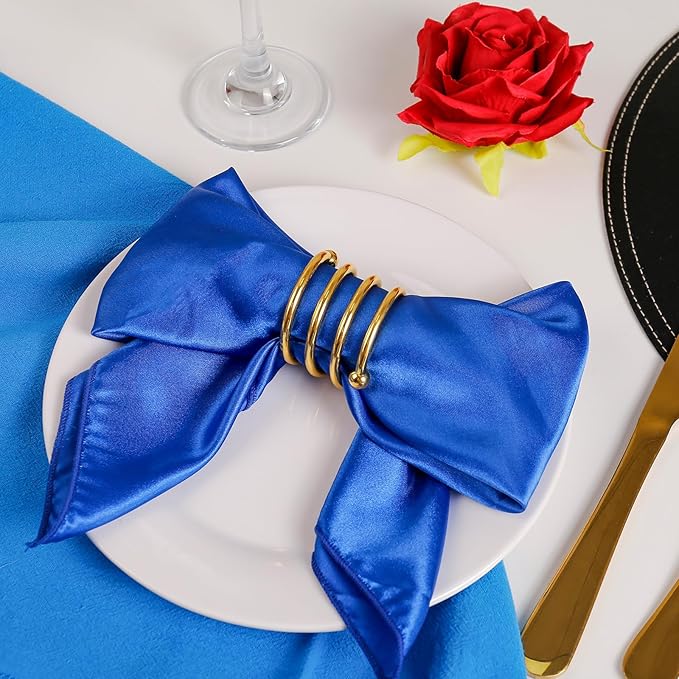Napkin Rings Set of 12, Gold Napkin Rings Napkin Holders for Cloth Napkins Thankgiving Wedding Christmas Party Dinner Table Decoration(12 Pcs Gold Spring)