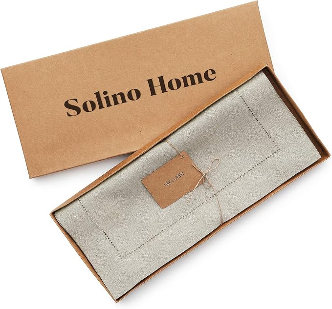 Solino Home 100% Pure Linen Dining Table Runner Natural Woven, 14 x 48 in | - Image 6