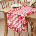 HunnmingRe 1 Pc Gingham Table Runner Red, 118 X 13.8 Inch | Cotton Dresser Scarf by HunnmingRe