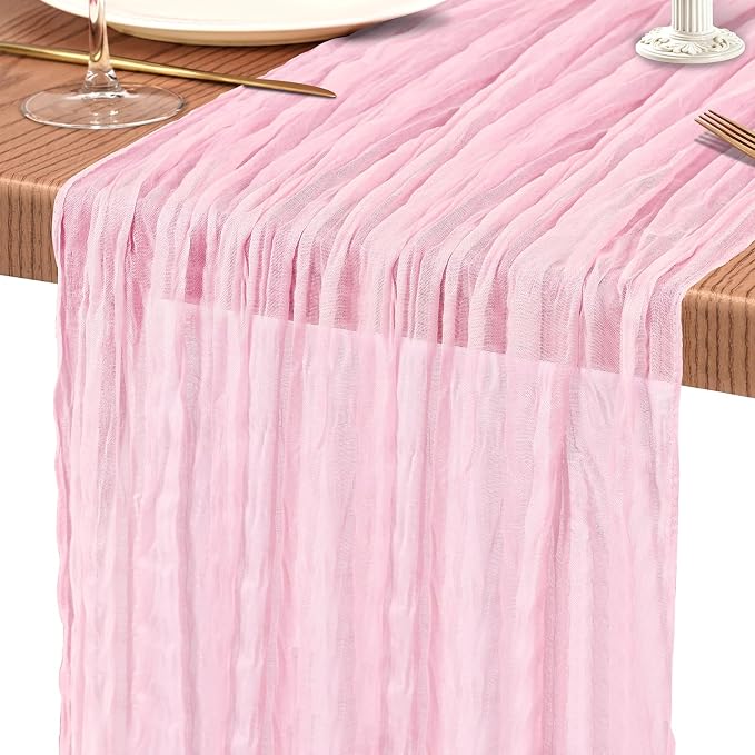4 Pack Cheesecloth Table Runner 10FT Light Pink Table Runner Boho Gauze Cheese - Image 9