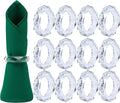 ALPHA Living HOME Transparent Acrylic Napkin Rings - Set of 12 Elegant Serviette Holders for Wedding, Party, Dining Table & Holiday Décor - Clear Napkin Rings by