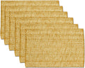 Sweet Home Collection 100% Cotton Placemats for Dining Room Rectangle Two Tone Woven Fabric 13" x 19" Soft Durable Table Mat Set, Set of 4, Orange