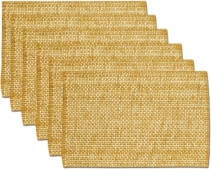 Sweet Home Collection 100% Cotton Placemats for Dining Room Rectangle Two Tone Woven Fabric 13" x 19" Soft Durable Table Mat Set, Set of 4, Orange