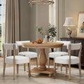 Dining Chairs,4 Pack Mid-Century Modern Wooden Kitchen Chairs with Linen Upholstery - Low-Back Woven Design for Kitchen & Dining Room,Beige Fabric