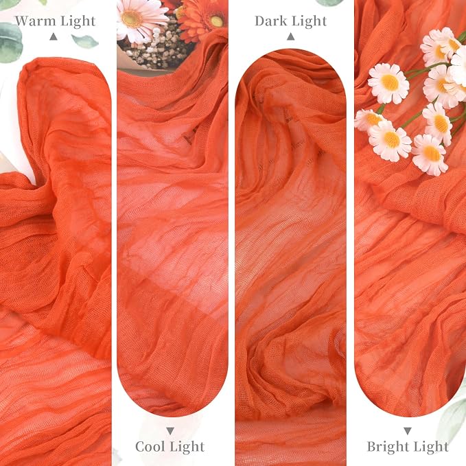 10 Packs Orange Table Runner Cheesecloth 35x120 Inches Burnt Orange Cheese - Image 7