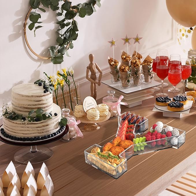 11" Acrylic Letter Charcuterie Tray, Charcuterie Letters Fillable Box for Food, Reusable Serving Cake Candy Dish Display Tray for Birthday Anniversary Party Decoration (Letter Y)