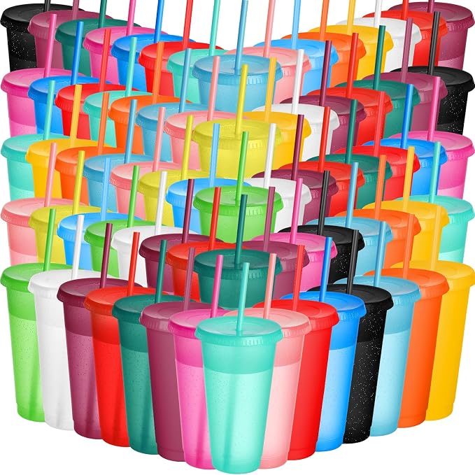 Honeydak 100 Pack Tumbler with Straw and Lid Bulk Cups by Honeydak