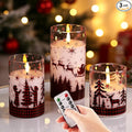 Eywamage Christmas Flameless Pillar Candles with Remote, Red Buffalo Plaid Table Decor, Flickering LED Pillar Candles Set of 3