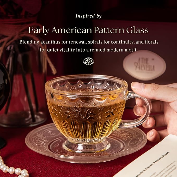 Vintage Glass Tea Cup and Saucer Set, 12 oz Large Coffee Cup | Handcrafted - Image 2