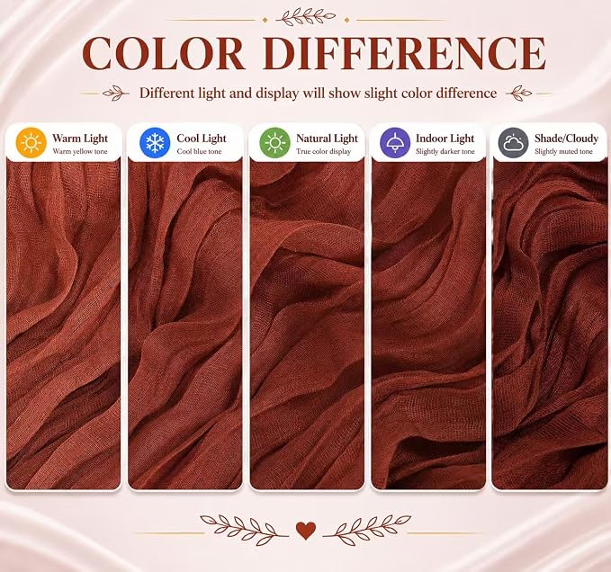 12 Pack Terracotta Cheesecloth Table Runner 17x108 Inch Boho Rustic Semi Sheer - Image 6