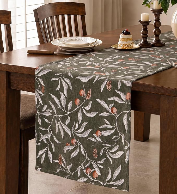 13"x 72" Jacquard Woven Chenille Table Runner, Soft and Dense, Slip-resistant by MuseHaus