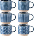 GBhome 12 OZ Stackable Coffee Mugs Set of 6, Ceramic Coffee Cups Set | 3 by GBhome
