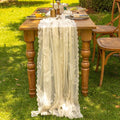 vctops Beige Lace Table Runner 120 inch 10FT Floral Embroidered Boho Farmhouse by vctops