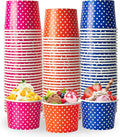 LITOPAK 120 Pack 12 oz Ice Cream Cups, Disposable Dessert Cups for Cold or Hot Food, Coloured Paper Dessert Bowls for Soups, Sundaes, and Ice Cream