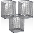 Segarty Pen Holder, 3 Pack Square Silver Pencil Holder by Segarty