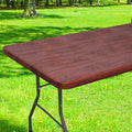 Smiry Rectangle Table Cloth Cover, Waterproof Elastic Fitted Picnic Tablecloth for 4 Foot Tables, Wipeable Flannel Backed Vinyl Tablecloths for Camping, Dining, Outdoor (Reddish Brown, 30" x 48")