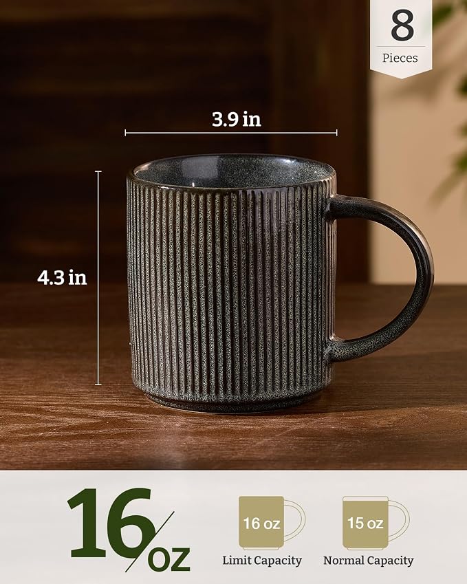 famiware Coffee Mug Set for 8, Star 16 oz Catering Mugs Cup Set - Image 5