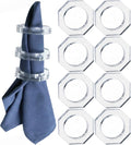 CLEENTABLE Acrylic Napkin Rings Set of 8 - Octagon Transparent Design for Christmas, Thanksgiving, Holiday Table Decor - Durable Crystal Napkin Holders for Dinner Parties & Everyday Use (Opaque)