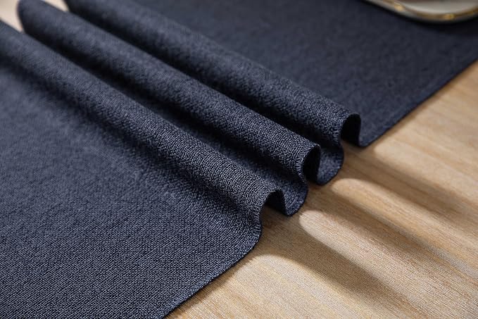 Navy Table Runners 48 Inches Long, Burlap Linen Style Rustic Farmhouse Table - Image 5