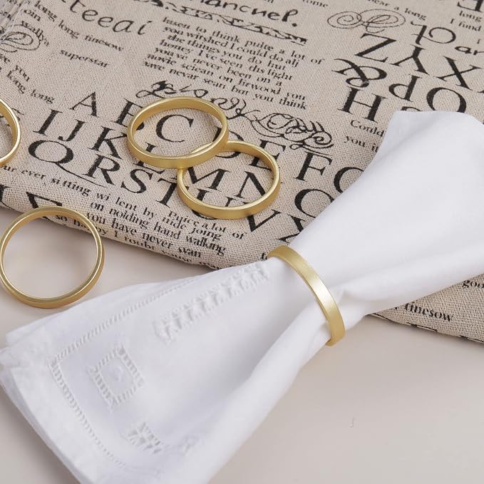wonlex Cuff Brushed Gold Napkin Rings Set of 4, Circle Napkin Buckles Holder - Image 5