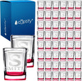 Personalized Square Shot Glasses Set of 50 Red Bottom 2oz Engraved Initial and Name Custom Gifts, Weddings, Birthdays, Party, Event, Decorations