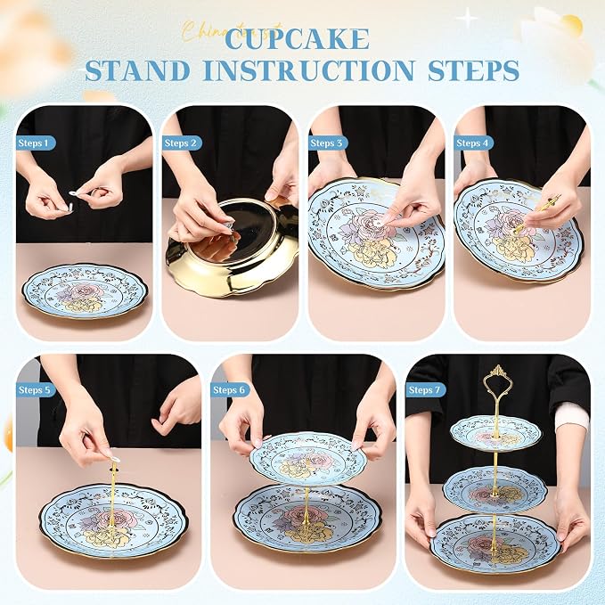 21 Pcs Ceramic Teapot Set Vintage Porcelain Tea Cups - Image 4