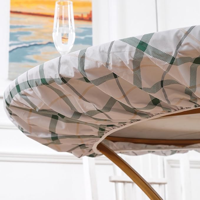 Walrus Round Vinyl Fitted Tablecloth with Flannel Backing Elastic Edge Design Table Cover Waterproof Oil-Proof PVC Table Cloth Stain-Resistant Best for 37"-44" Round