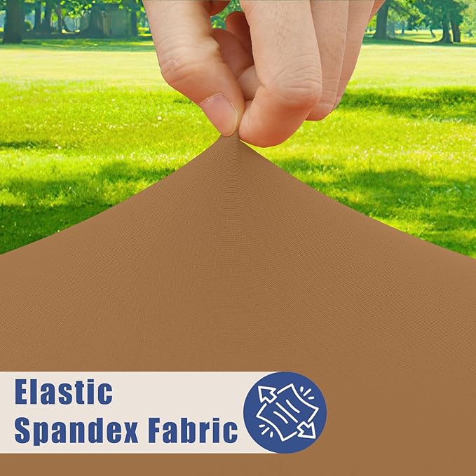 Round Spandex Tablecloth, Elastic Fitted Waterproof Tablecloths for 31"-35" Tables, Stretch Washable Picnic Table Cover for Camping, Dining, Indoor and Outdoor,Brown