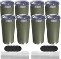 20oz Travel Coffee Tumbler 8 Pack, Lids and Straws, Stainless Steel | Double by UIRZOTN