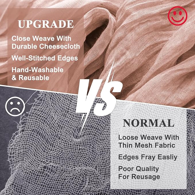 Cheesecloth Table Runner Dusty Pink 10FT Boho Gauze Table Runners | 120 Inch - Image 4