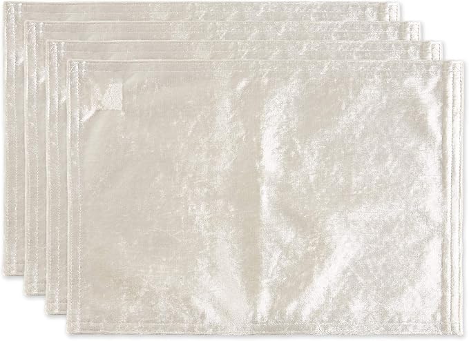 DII Velvet Collection Tabletop, Placemat Set, Cream 4 Piece by DII