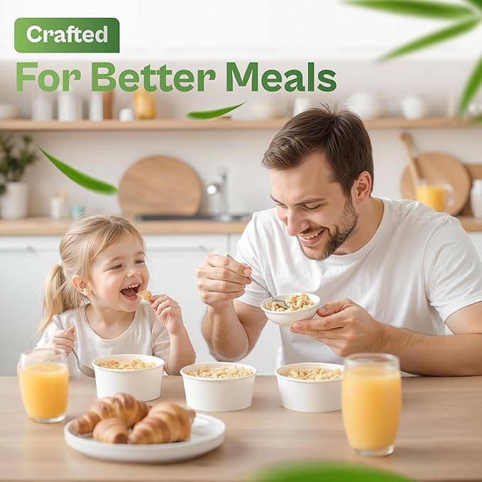 50-Pack 17 oz Paper Bowls With Lids – Disposable Salad & Rice Bowls To-Go, Leak-Proof, Microwavable & Freezer-Safe, Thick Dual-Wall Paper, SGS Tested to U.S. FDA 21 CFR PASS