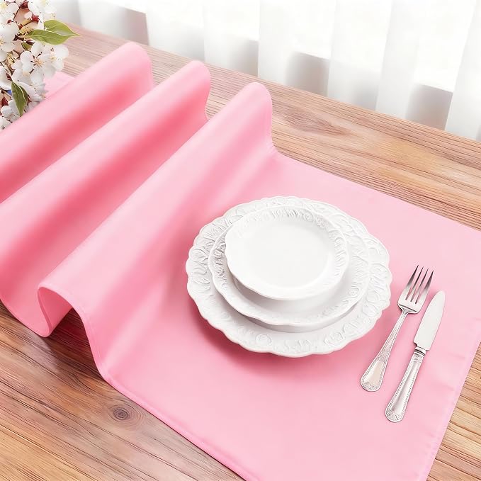 FOLINS&HOME Pink Waterproof Decorative Table Runner 36 Inches Long | 210GSM - Image 3