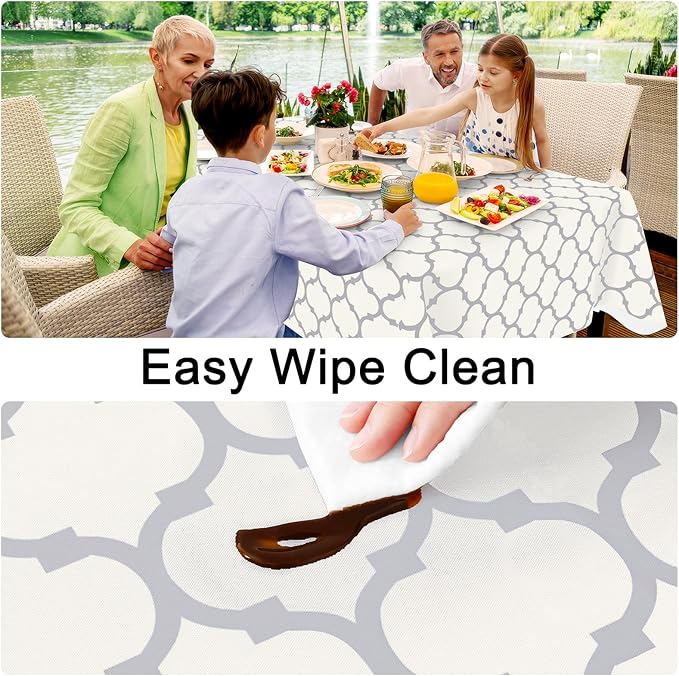 Smiry Square Table Cloth, Waterproof Vinyl Tablecloth with Flannel Backing for Square Tables, Wipeable Spillproof Plastic Tablecloths for Dining, Camping, Indoor and Outdoor (54"x54", Beige)
