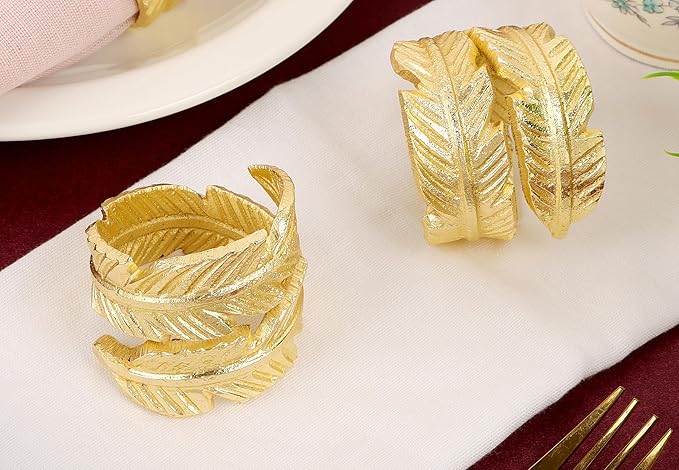 CLEENTABLE Gold Napkin Rings, Napkin Ring Set of 12, Napkin Holders for Dining Table Settings Thanksgiving Metal Serviette Ring Rustic Table Décor for Weddings, Parties, and Everyday Use