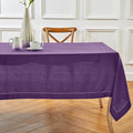 Solino Home Linen Tablecloth for Rectangle Tables 60 x 156 Inch - Classic Hemstitch 100% Pure Linen Purple Table Cloth - Machine Washable Cloth Tablecloth for Valentines, Spring, Easter