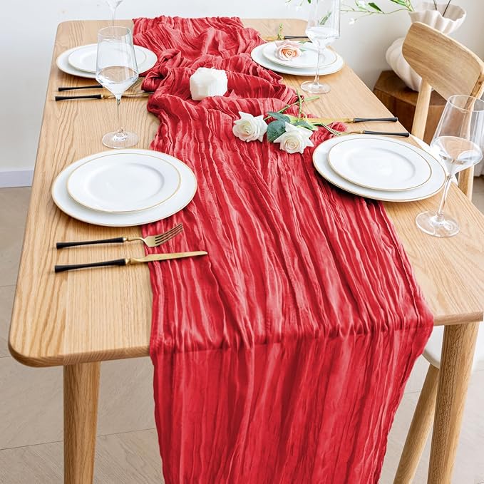 Cheesecloth Table Runner Red 10FT Boho Gauze Runner, 6 Pack | 120 Inch Cheese - Image 6